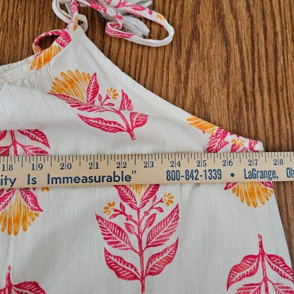 Old Navy Maxi Dress Floral Gauze 2X White Pink Cottage Peasant Preppy Boho Lined - Picture 8 of 10